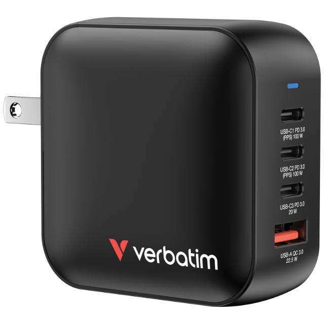 VERBATIM Mini GaN Lader 100W 4 Port US/EU/UK ADP