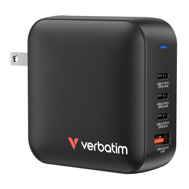 VERBATIM Mini GaN Lader 165W 4 Port US/EU/UK ADP