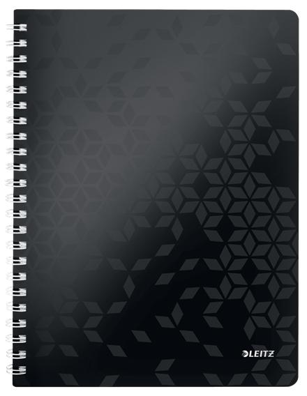 Notatbok WOW PP A4 Rutet 80a m/hull Sort