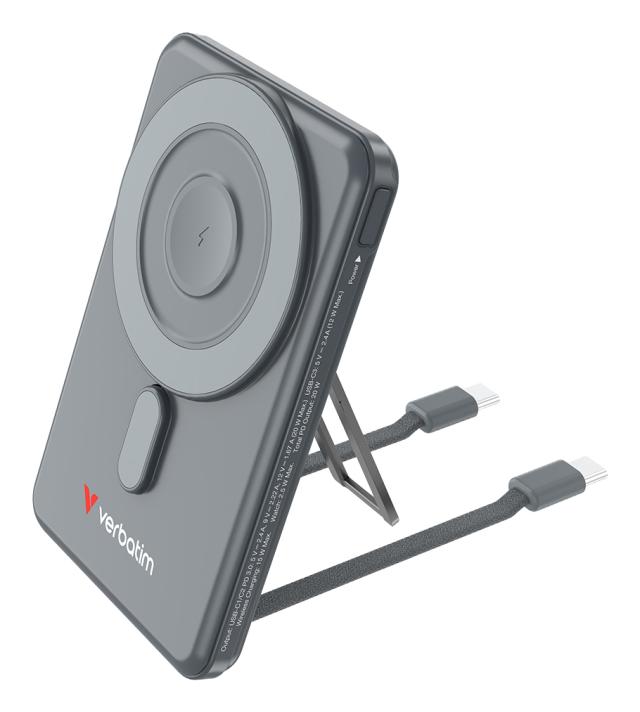 VERBATIM Charge n Go USB-C Cable Power Bank Magnet 5K Grey