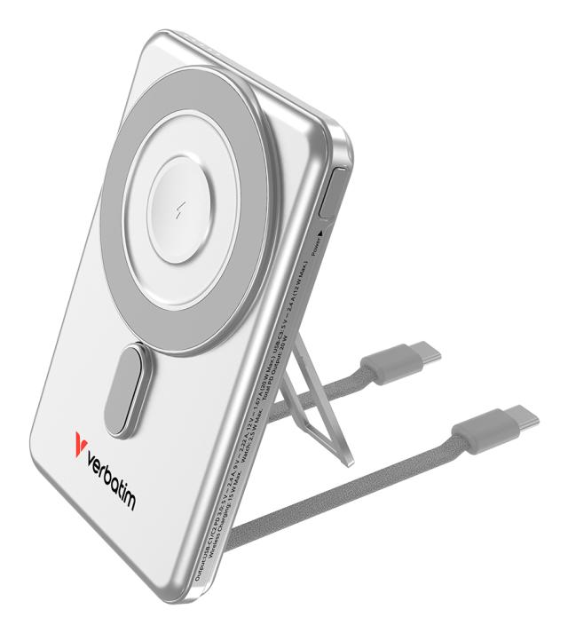 VERBATIM Charge n Go USB-C Cable Power Bank Magnet 5K Silver