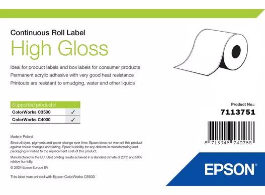 High Gloss Label, Continuous Roll: 76mm x 33m