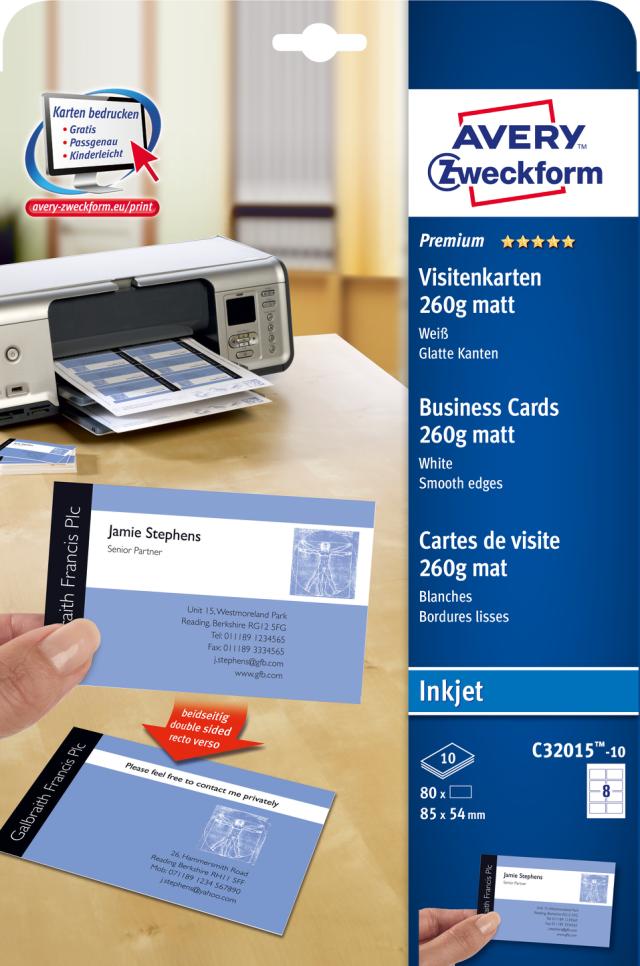 Business cards matt 260g 85x54 (80)
