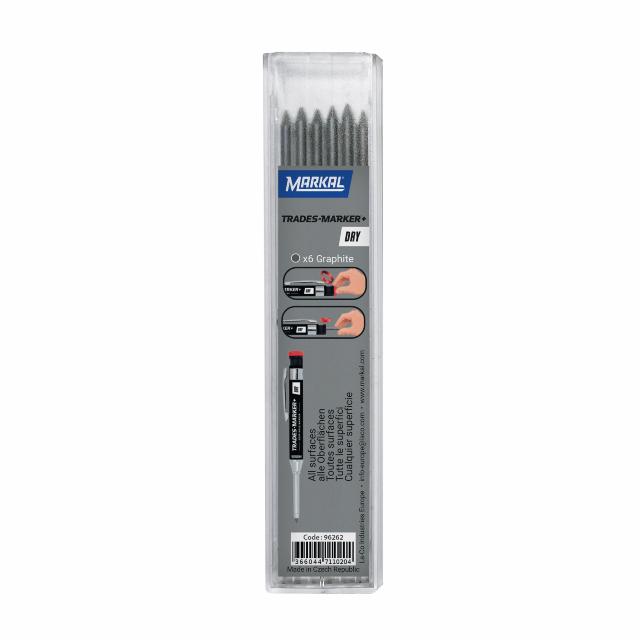Markal Trades Merkepenn+ Dry - Refill (X6 Grafitt Bly)