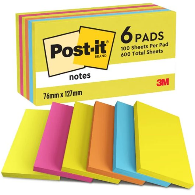 Notatblokk POST-IT 76x127 Energetic (6)