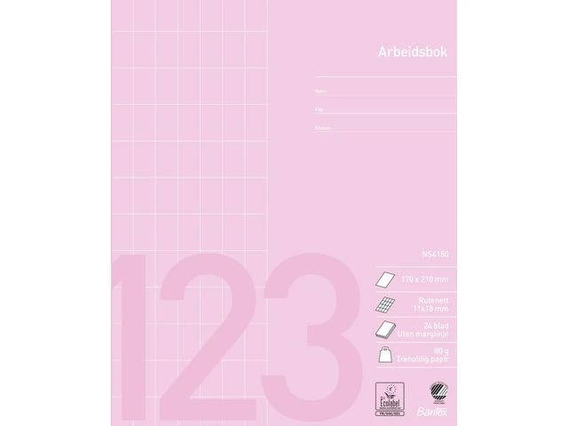 Arbeidsbok BANTEX 17x21 80g 11x18 rutet