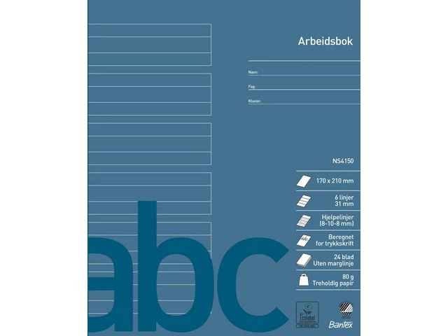 Arbeidsbok BANTEX 17x21 80g 8:10:8 hj.l.