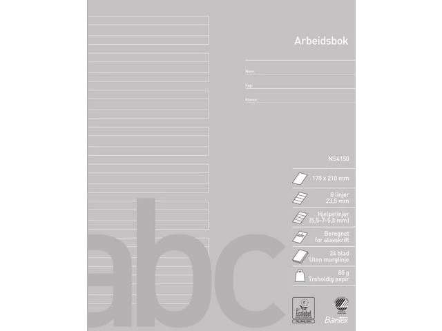 Arbeidsbok BANTEX 17x21 80g 5,5:7:5,5