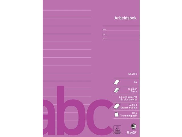 Arbeidsbok BANTEX A4 80g 17mm linjert