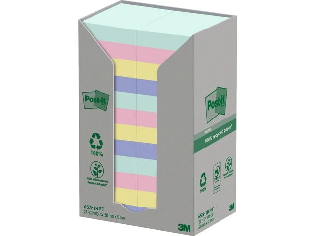 Post-it Recycled mix colors 38x51 100sh (24)
