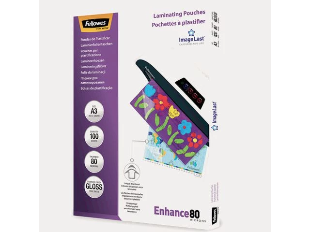 Lamineringslomme FELLOWES A3 80my (100)