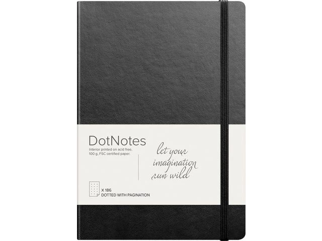Notatbok BURDE DotNotes A5 udatert sort