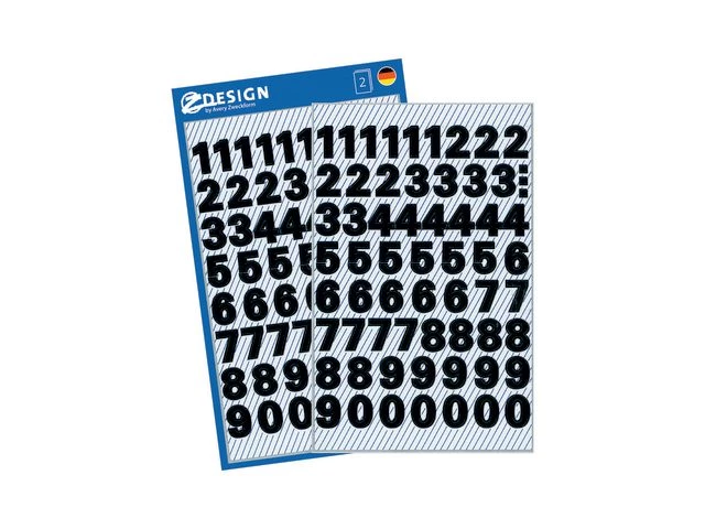 Etikett AVERY tall 9,5mm 0-9 sort