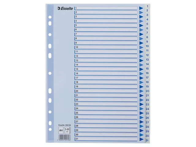 Register ESSELTE A4 plast 1-31 blå/hvit