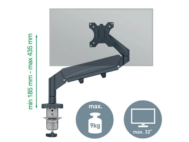 Monitor Arm Ergo Space Saving Single, Dark Grey