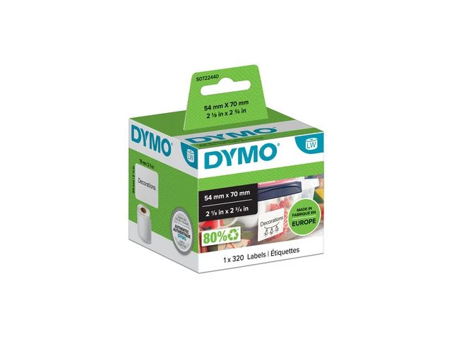 Dymo Universaletiketter 54x70 Permanent hvite (320)