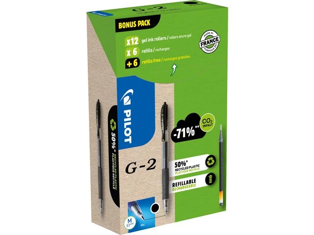 Geleroller PILOT G-2 0,7mm sort (12+12)