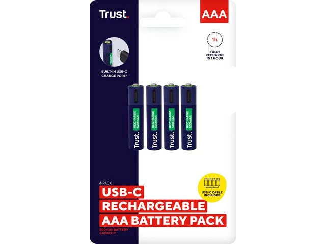 Batteri TRUST USB-C Oppladbare AAA (4)