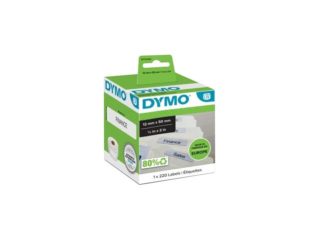 Dymo Hengemappeetiketter 12x50 Permanent hvite (220)