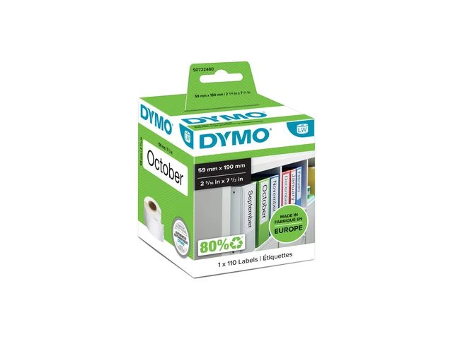 Dymo Etiketter Brevordnere 59x190 Permanent hvite (110)