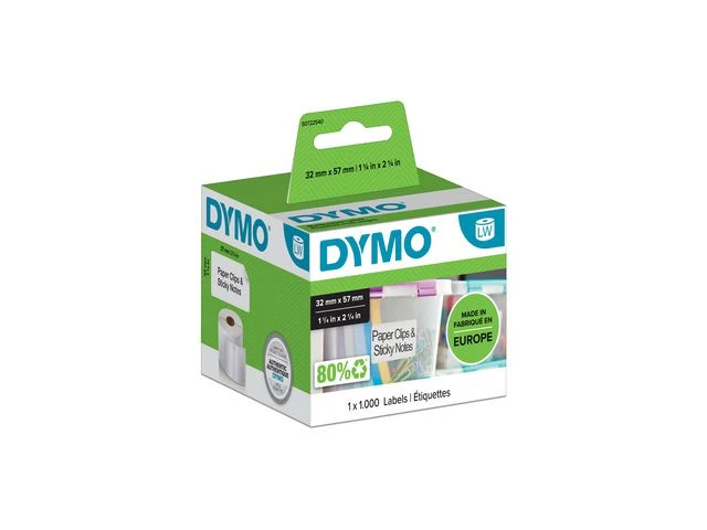 Dymo Universaletiketter 32x57 Avtagbare hvite (1000)