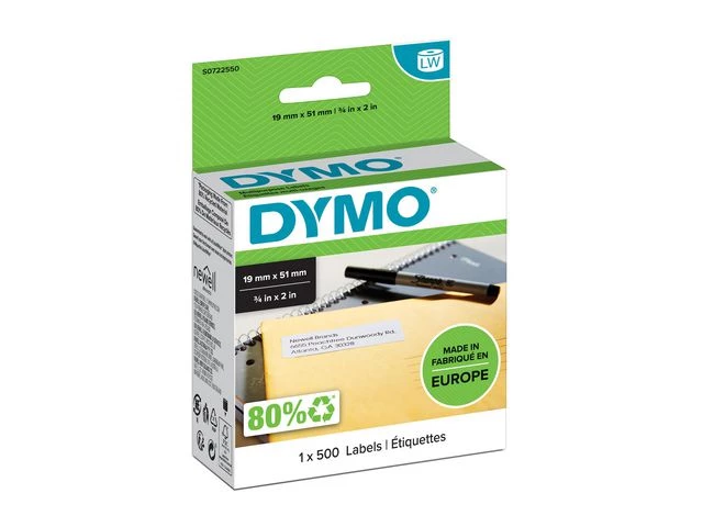 Dymo Universaletiketter 19x51 Avtagbare hvite (500)