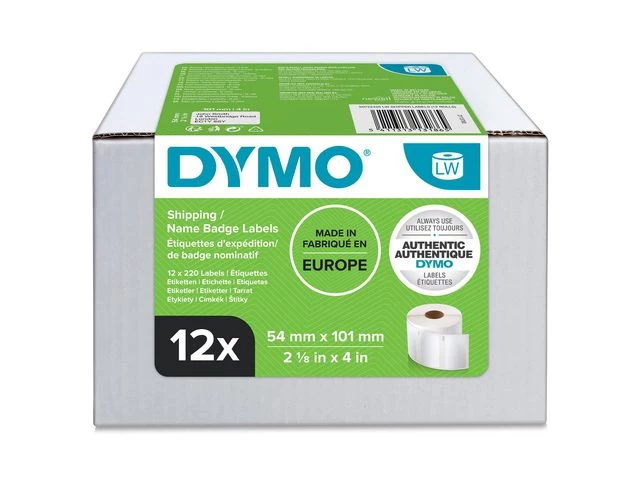 Dymo Frakt/navneetiketter 54x101 Permanent hvite (220) x 12