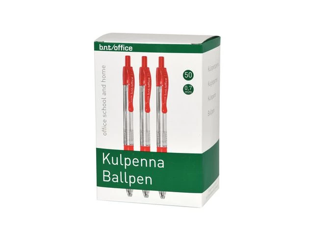Kulepenn B.N.T 0,7mm rød (50)