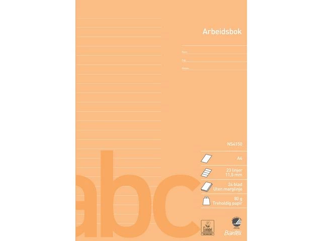 Arbeidsbok BANTEX A4 80g 11,5mm linjert