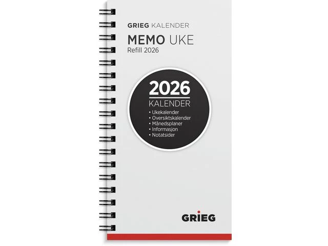Lommekalender GRIEG Memo 2026 refill