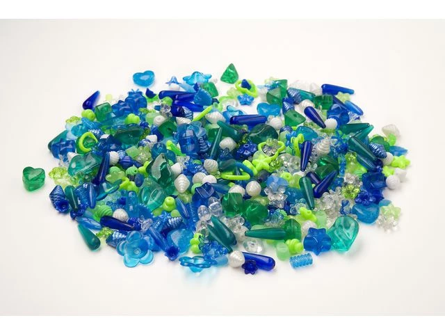 Plastperler mix blå/grønn (1000)
