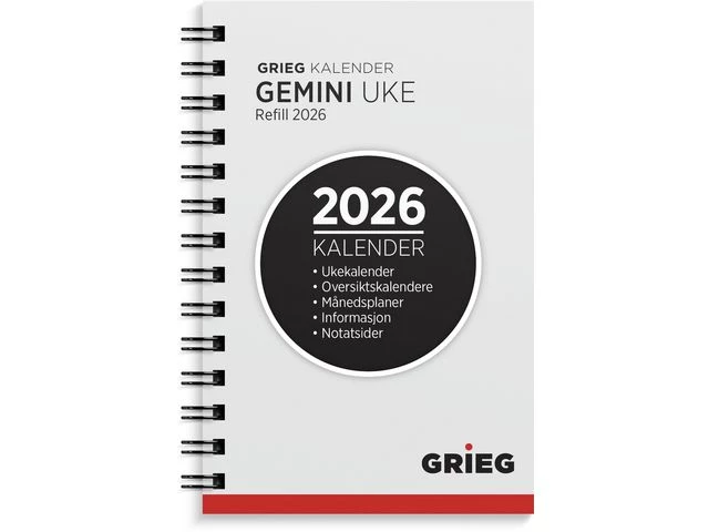 Lommekal GRIEG Gemini 2026 refill