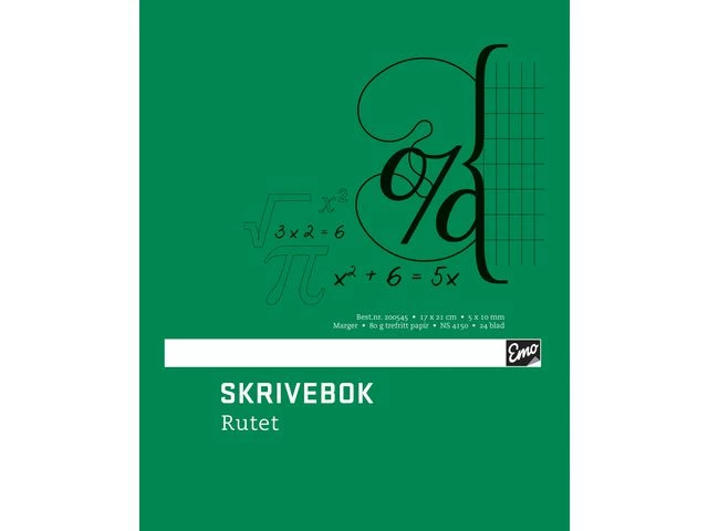 Skrivebok EMO 17x21 80g 24bl 5x10 rute