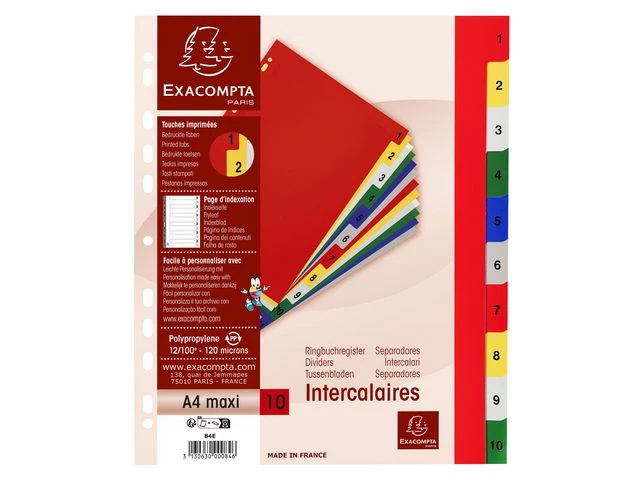 Register EXACOMPTA A4+ 1-10 assortert