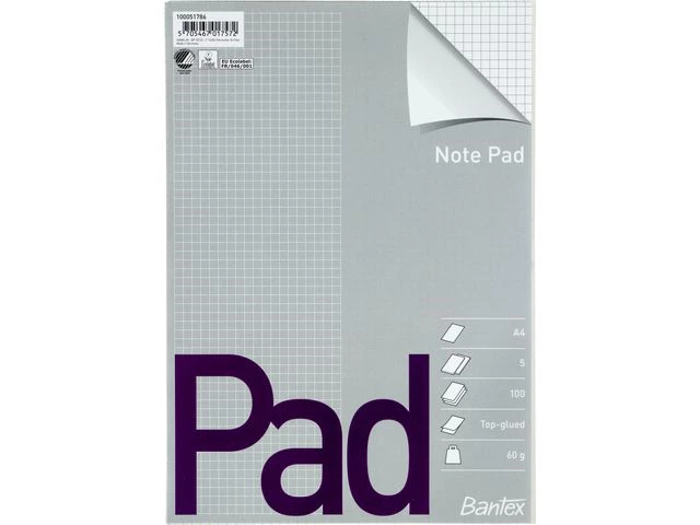 Notatblokk BANTEX A4 rutet 60g topplimt