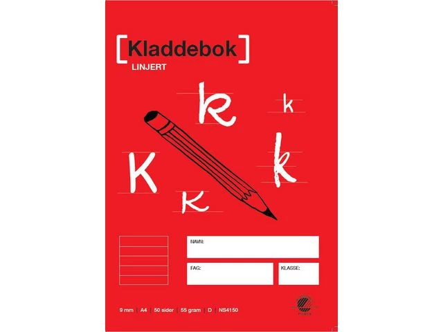 Kladdebok A4 55g 50bl 9mm linjer