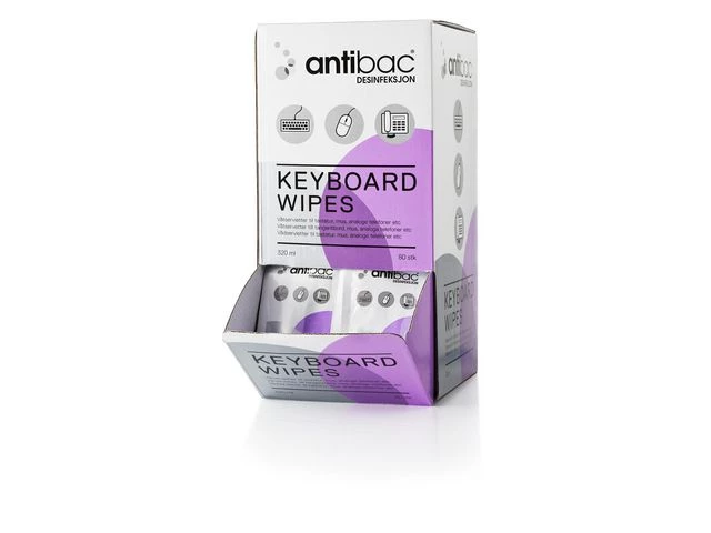 Rens ANTIBAC tastatur våtserviett (80)