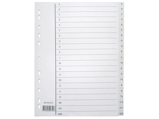 Register A4 PP A-Å m/indeksark hvit