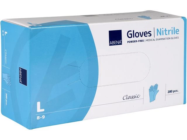 Hanske ABENA C. nitril u/p L blå (200)