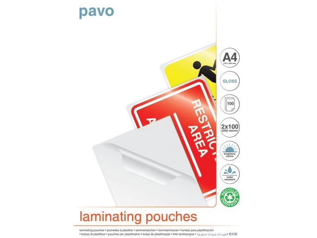 Lamineringslomme PAVO A4 100my (100)