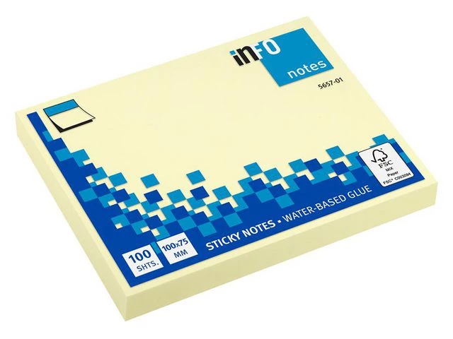 Notatblokk INFO 100X75mm Power gul