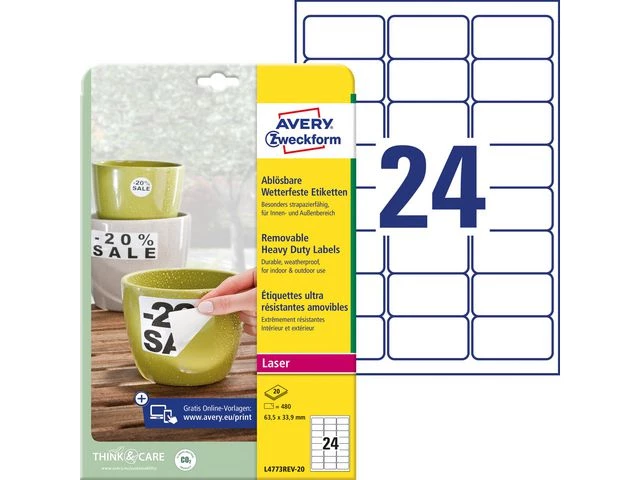Etikett AVERY polyester 63,5x33,9 (480)
