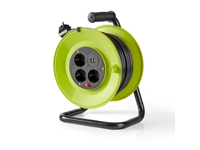 Kabeltrommel NEDIS 3 uttak 2xUSB 25m