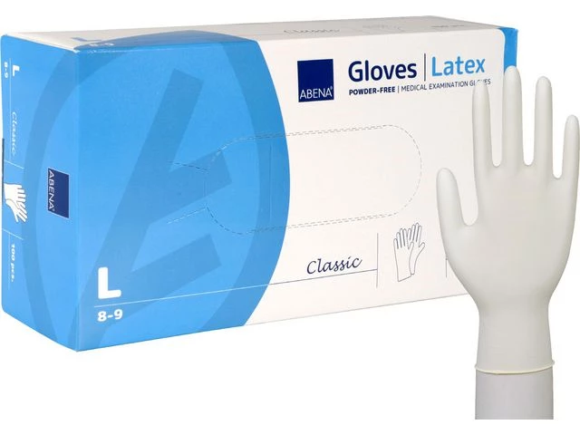 Hanske ABENA C. latex u/p L hvit (100)