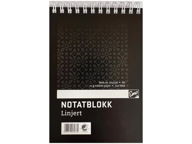 Notatblokk EMO A6 70g 100bl linj spiral