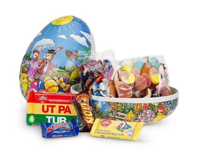 Påskeegg 23 cm sjokolade og Smågodt 850g